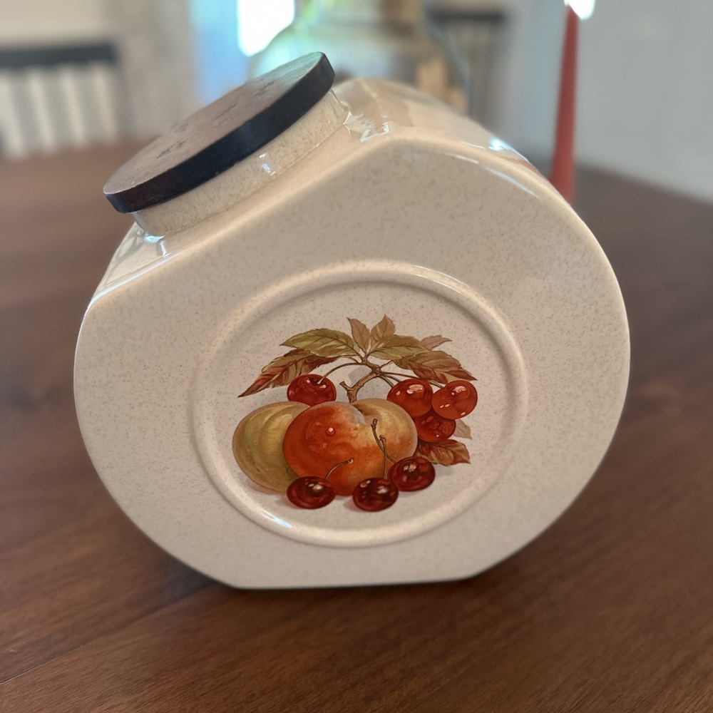 Vintage Hyalyn Pottery Fruit Design Ceramic Canister/ Cookie Jar